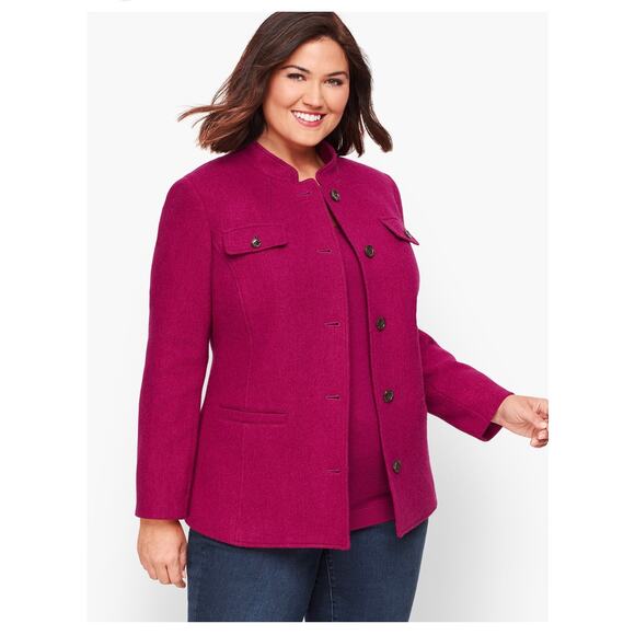 Talbots Wool Blend Band Collar Magenta Jacket - Picture 2 of 13